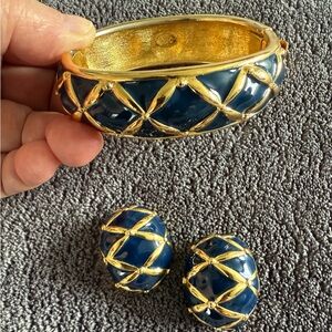 Joan Rivers Gold and Navy Bracelet Set